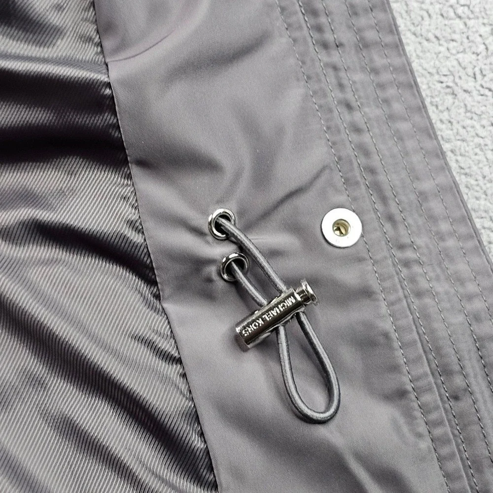Michael Kors‎ Anorak Rain Coat Women's S Gray Long Sleeve Hooded Snap Inside Zip